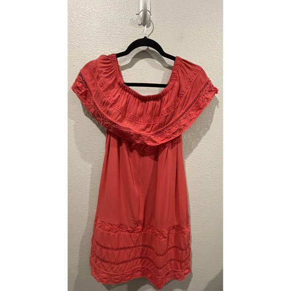 SANCTUARY Red Orange Off Shoulder Mini Dress - Picture 4 of 6